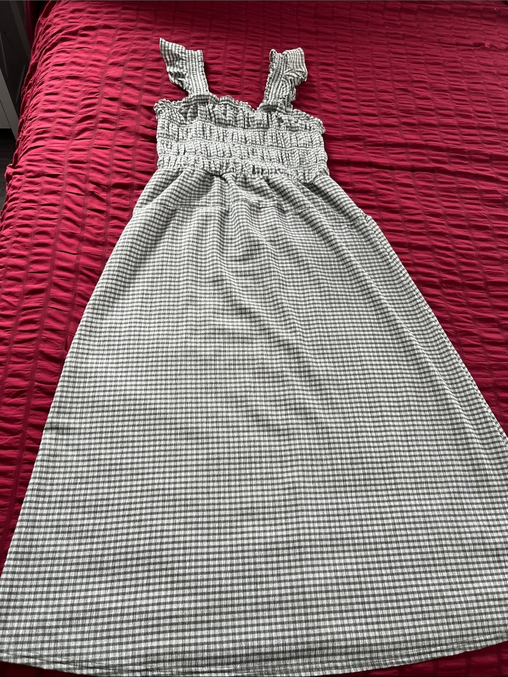 Old Navy Green and White pleated Dress